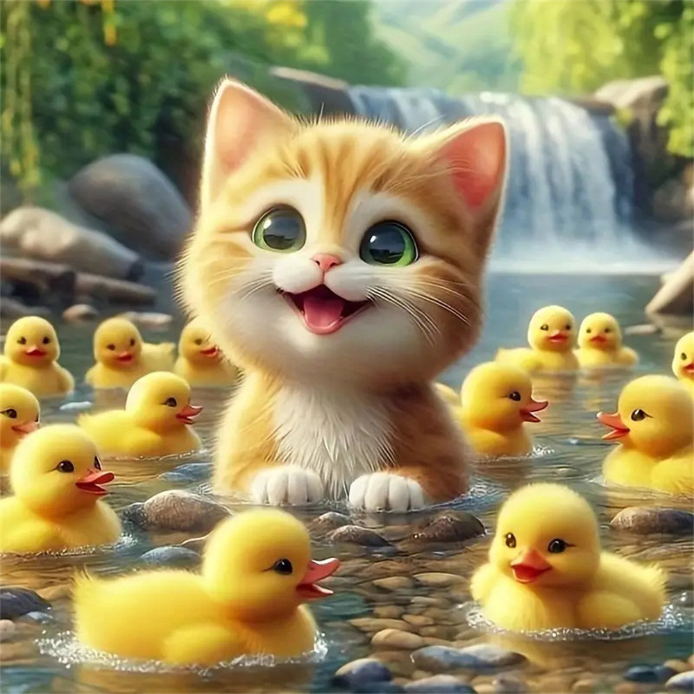 Art Craft Duck - Huacan 5D алмазная живопись животное кошка