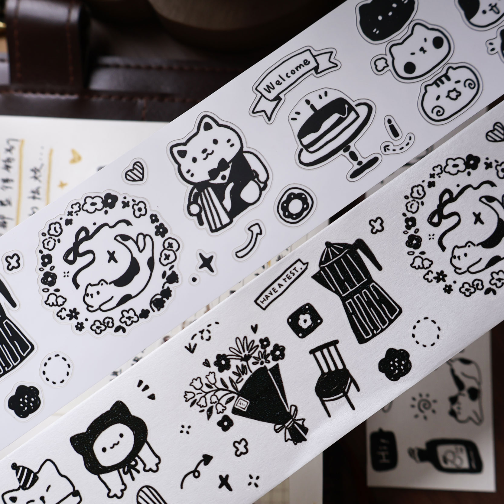 Washi Tape Rolls - YiEr Studio винтажная повседневная кошачья кофейная