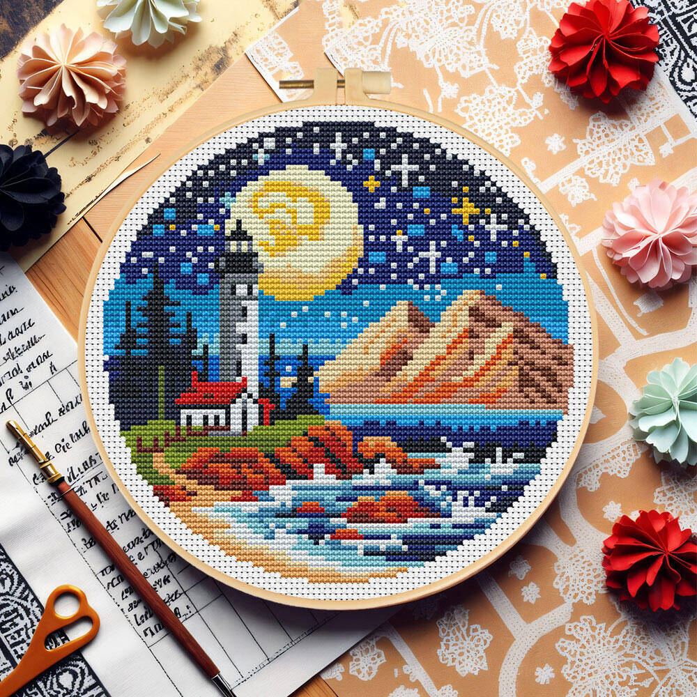 Вышивка крестиком Маяк Морская – обзор и цена Embroidery Hoop Kit